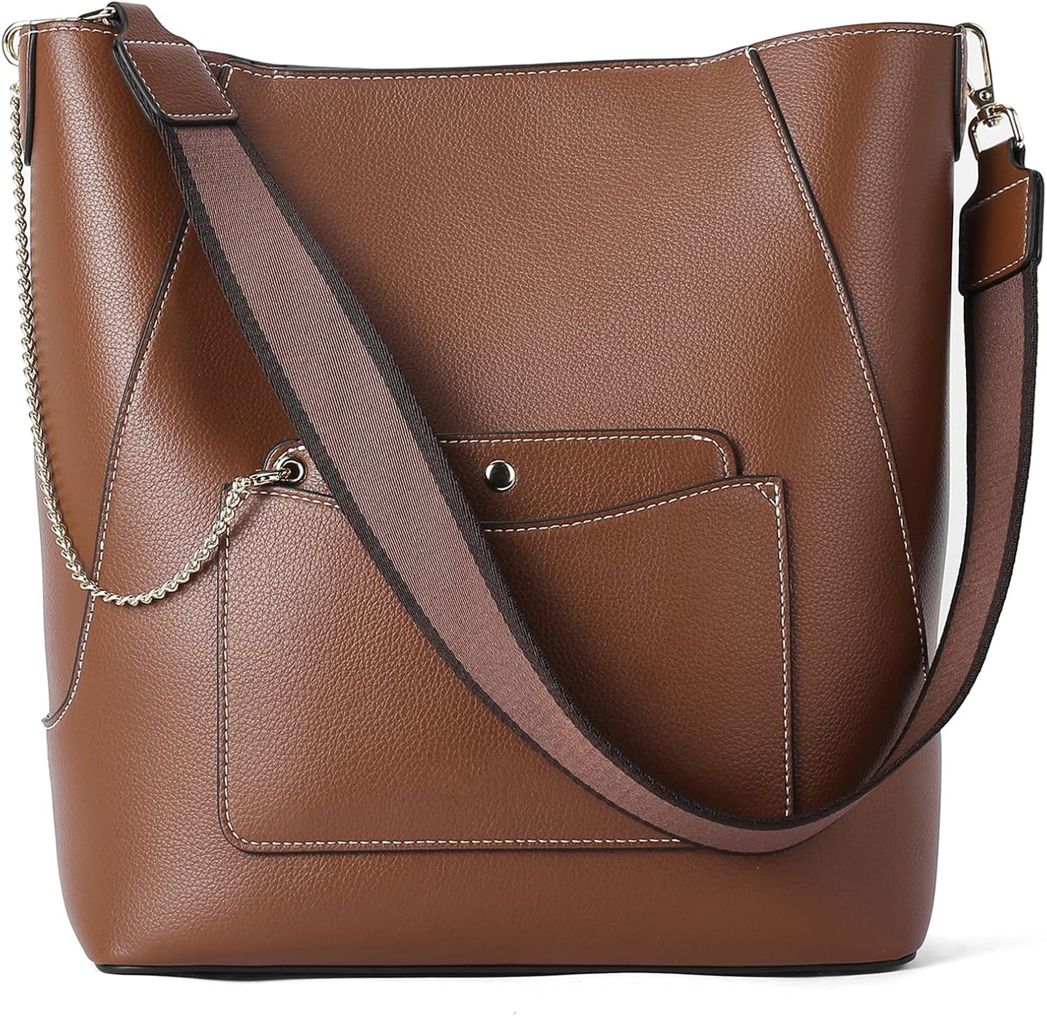 Hobo Bags for Women Designer Handbags Vegan Leather Bucket Purse Shoulder Crossbody Bag (Z-Brown)