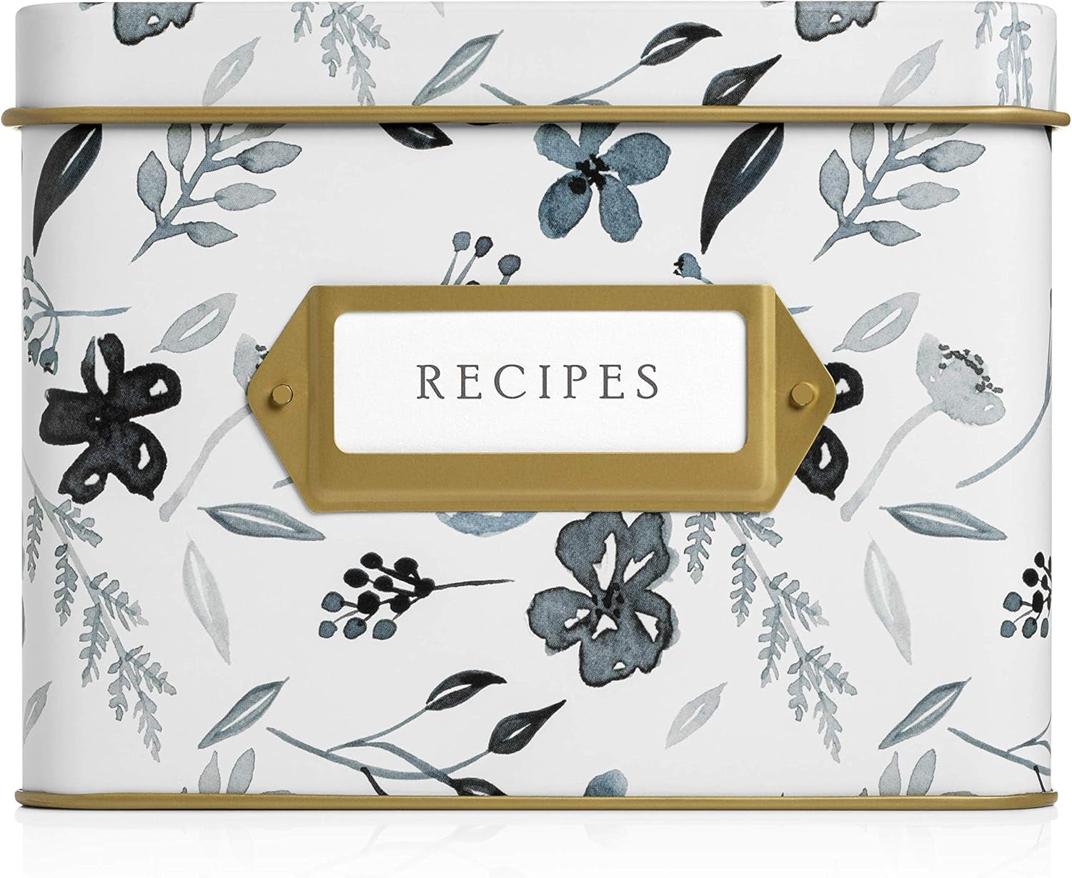 Decorative Recipe Tin Box for Recipe Cards, Greeting Card Holder | Holds Hundreds of 4” X 6” Cards