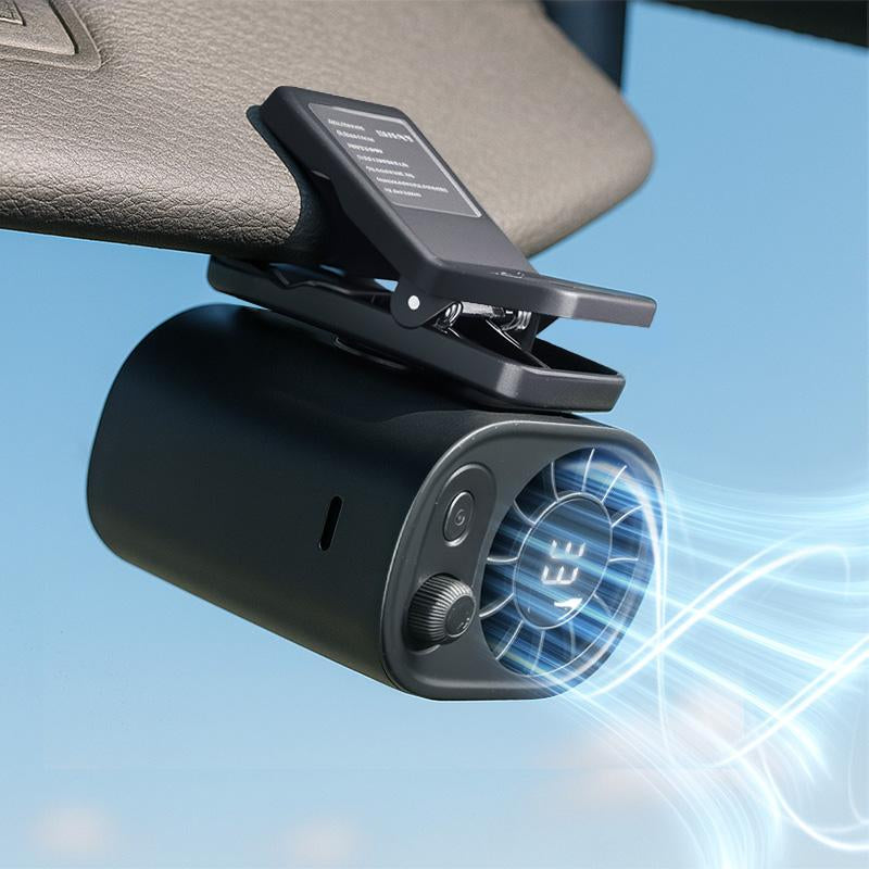 JOYTUTUS Car Clip on Fan with LED Display - 360° Rotation, 100 Speeds Adjustable, USB Rechargeable Personal Cooling Fan 1800Mah Battery