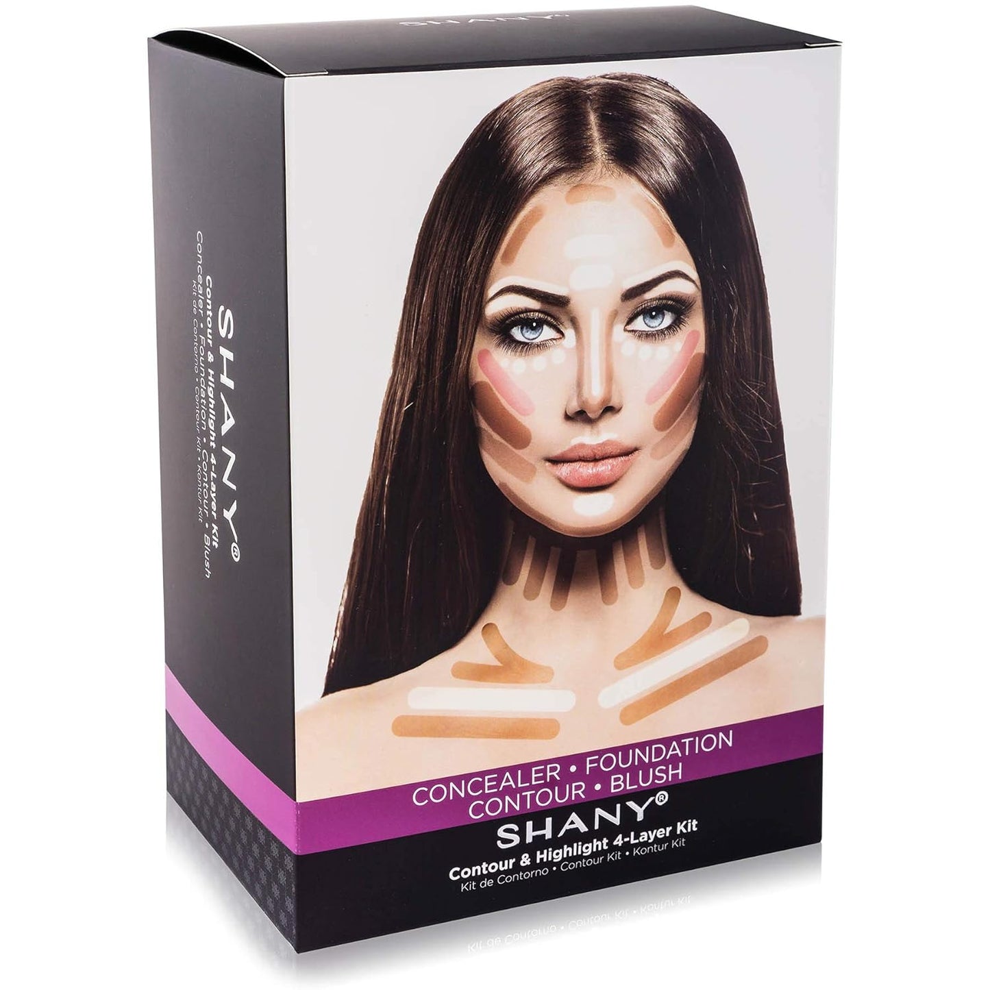4-Layer Contour and Highlight Makeup Kit - Set of Concealer Palette, Color Corrector, Makeup Foundation Palette, Contour Highlight Palette, and Blush Palettes