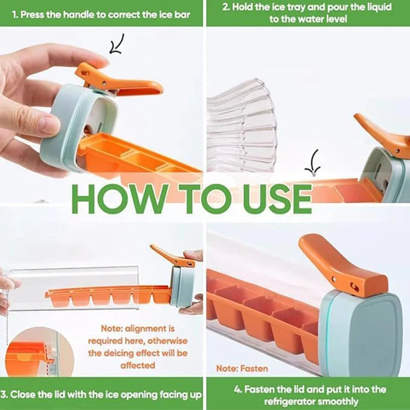 Ice Cube Mold One Hand Press Type Ice Storage Box Ice Cube Tray DIY Ice Cube Maker Mold Household Ice Making Box Barware Tool