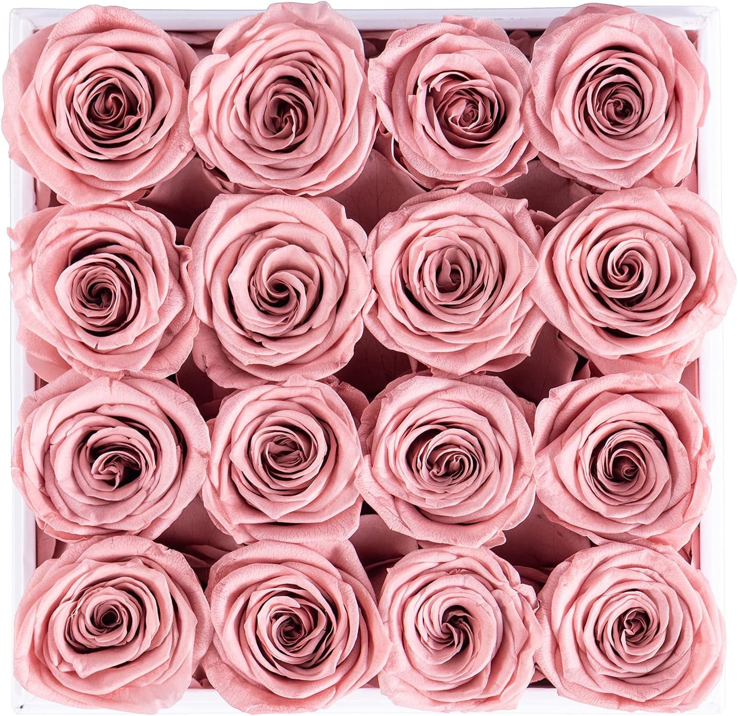 Preserved Real Roses in a Box, Rose Box Gifts for Her, Eternal Roses in a Box, Romantic Gifts for Her, Gift Box for Her/Women/Mother/Friend (16 Pink Roses, Square White Box)