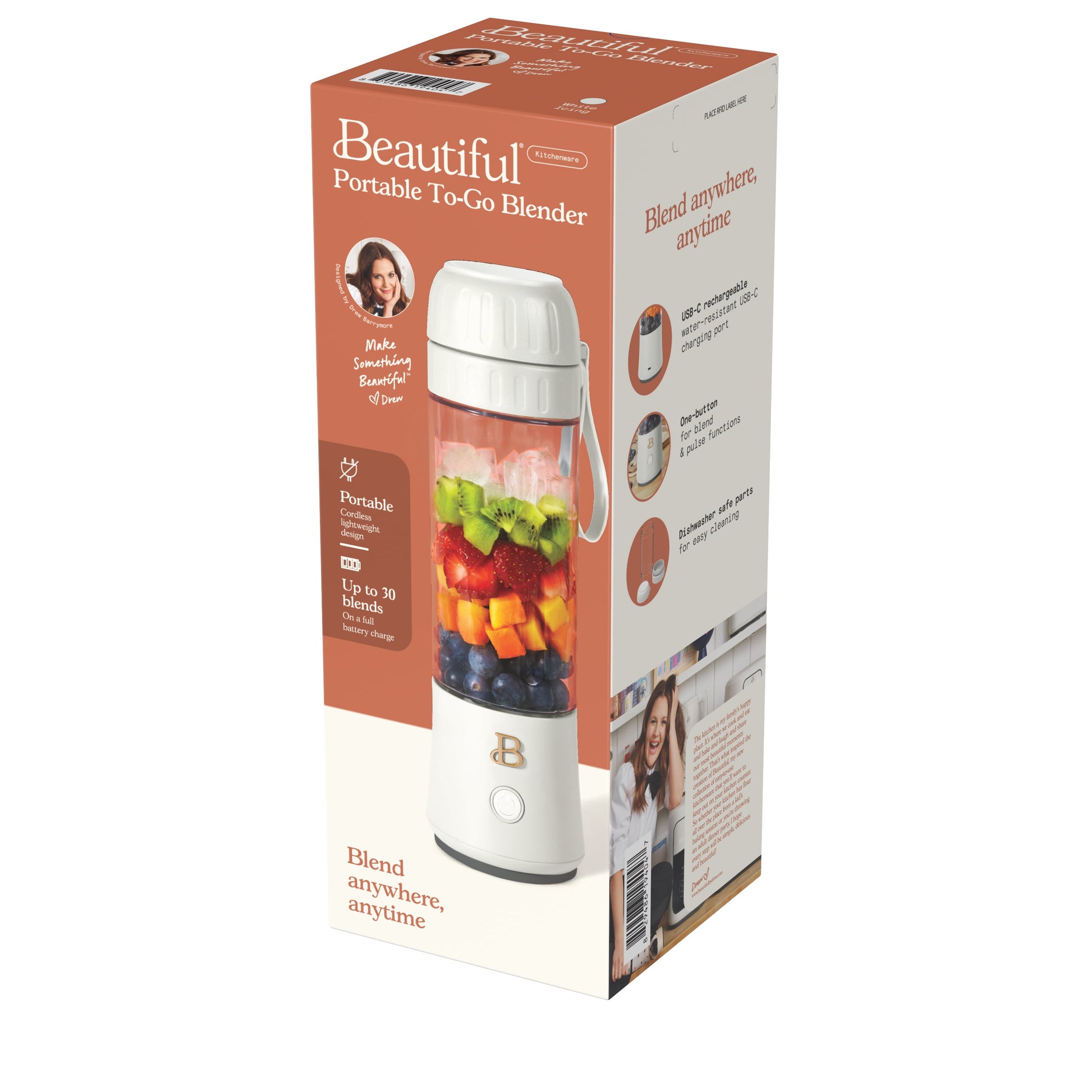 Portable To-Go Blender 2.0, 70 W, 16 Oz, White Icing by Drew Barrymore