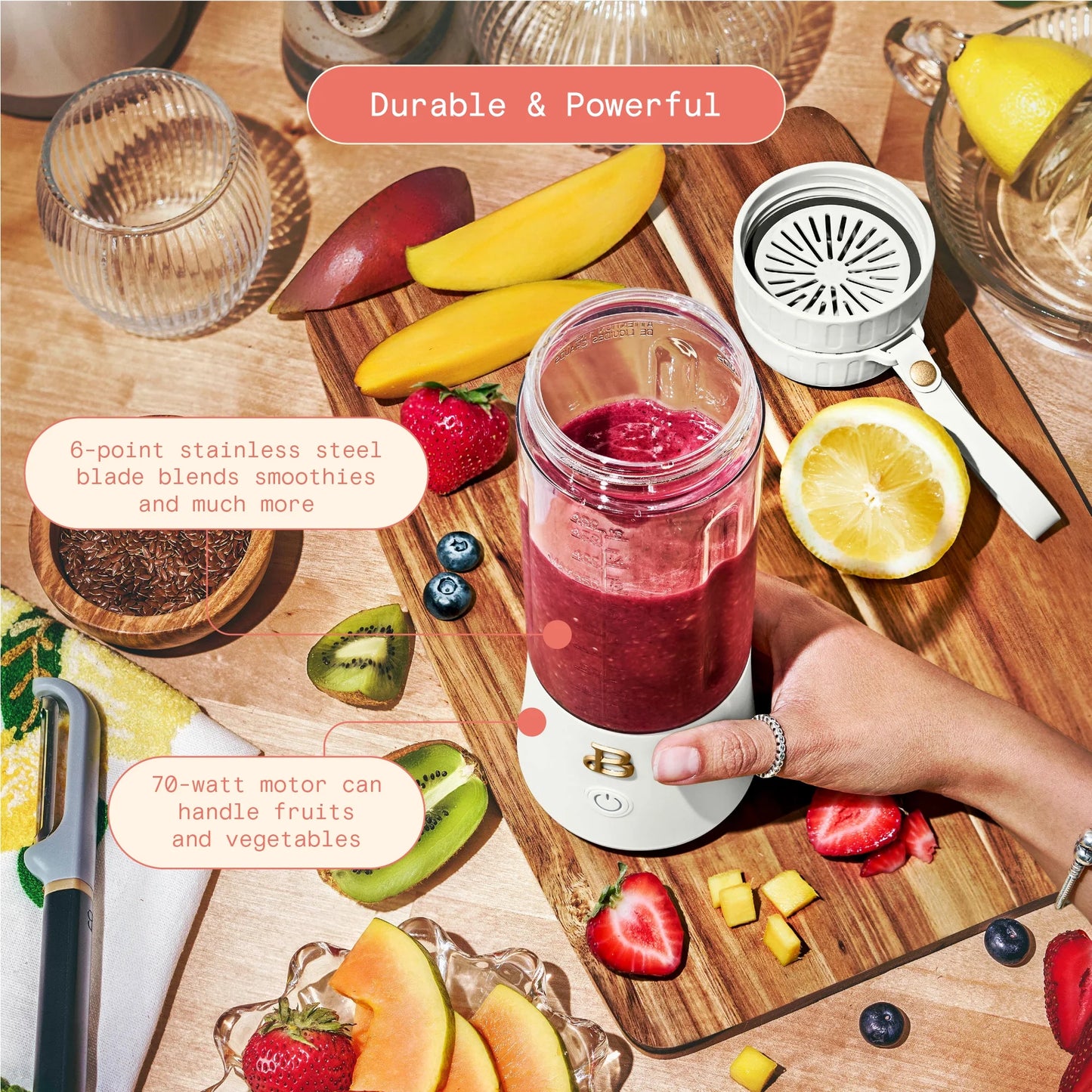 Portable To-Go Blender 2.0, 70 W, 16 Oz, White Icing by Drew Barrymore