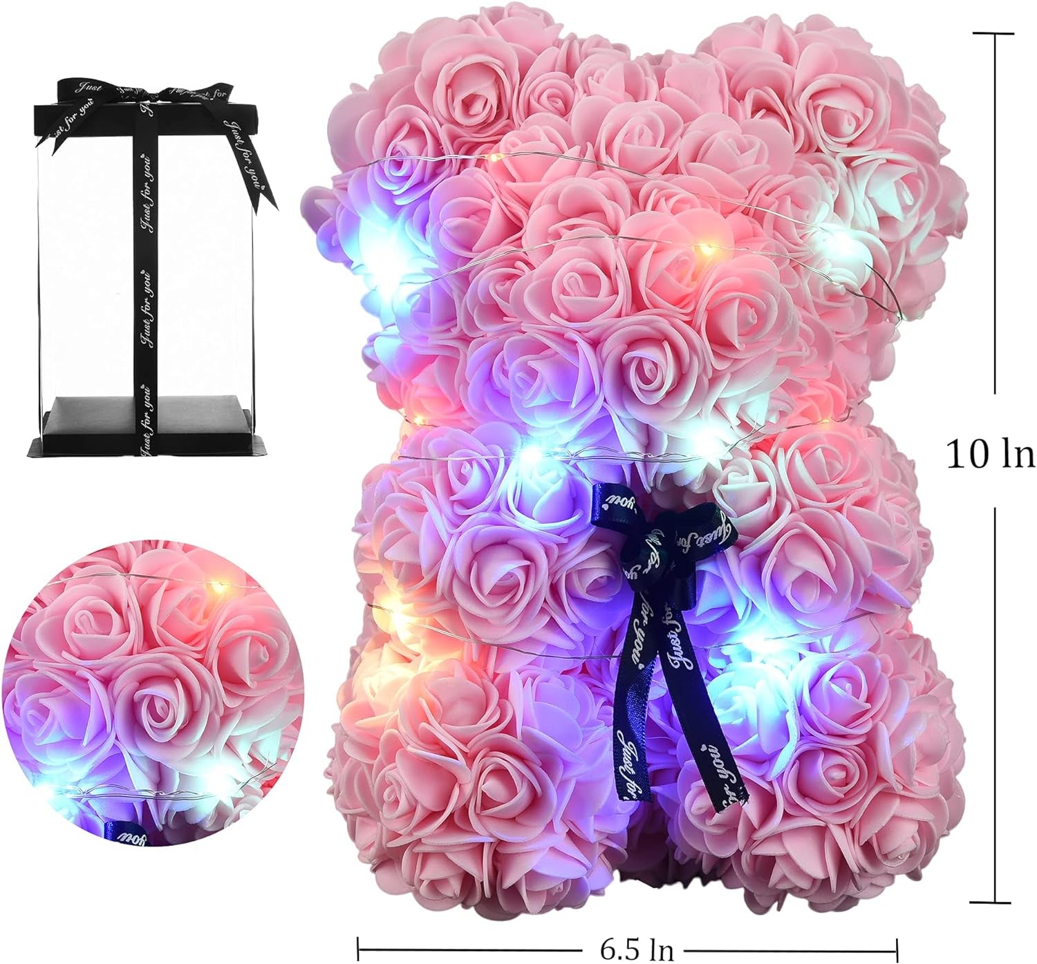 Rose Flowers Teddy Bear Gifts for Women, Mothers Day Rose Bear Gifts for Women Mom, Artificial Flowers Rose Bear Valentines Day Gifts for Wife Her, Unique Birthday Rose Teddy Bear Gifts for Mom Her