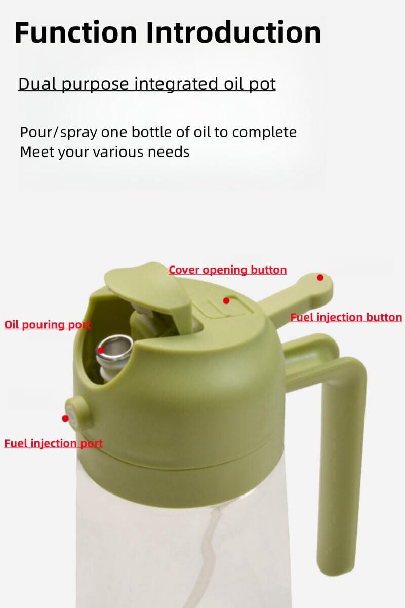 16Oz Olive Oil Dispenser Bottle 2 in 1 Sprayer Pourer Glass for Kitchen Cooking