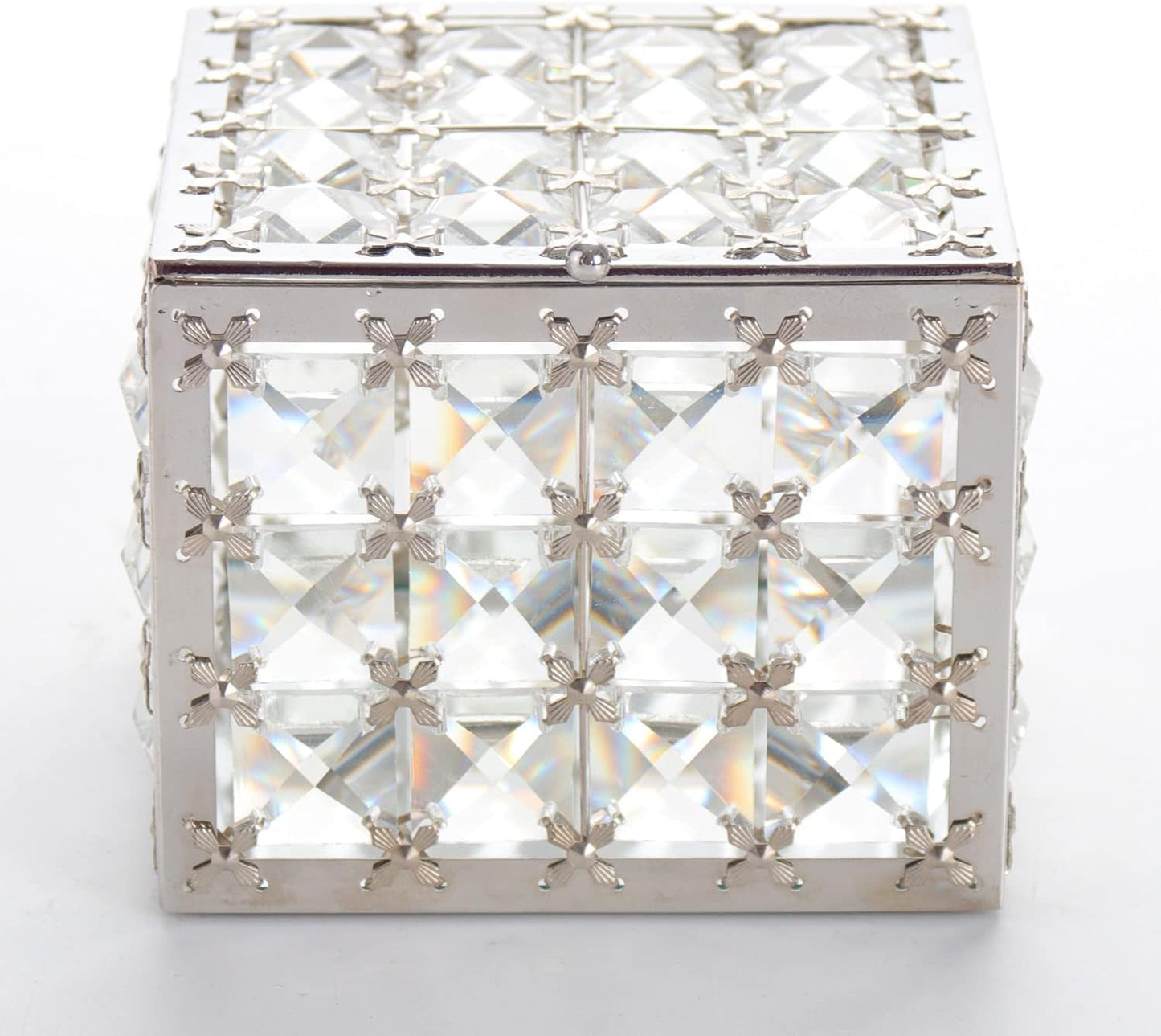 Square Crystal Jewelry Box Trinket Organizer Earrings Rings Box Treasure Storage Keepsake Mirror Surface with Lid,Mothers Day Gifts,Valentines Gift