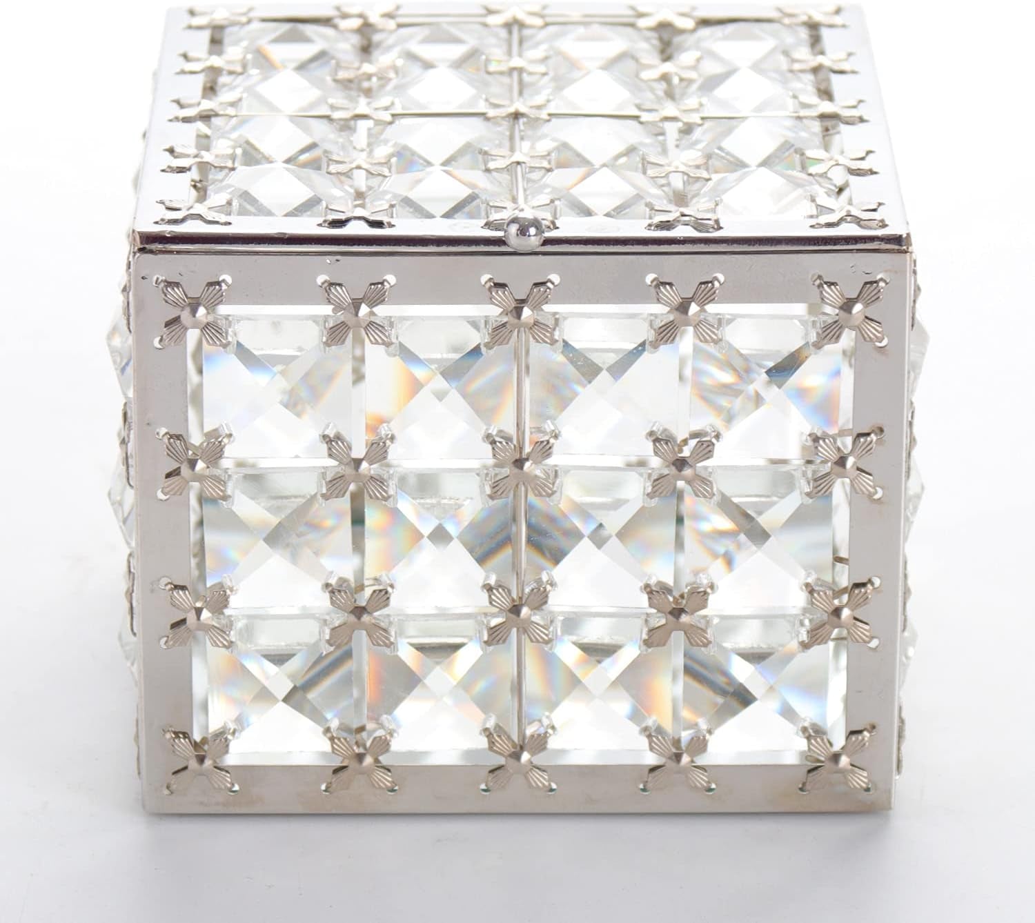 Square Crystal Jewelry Box Trinket Organizer Earrings Rings Box Treasure Storage Keepsake Mirror Surface with Lid,Mothers Day Gifts,Valentines Gift