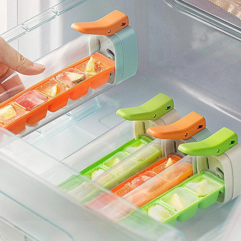 Ice Cube Mold One Hand Press Type Ice Storage Box Ice Cube Tray DIY Ice Cube Maker Mold Household Ice Making Box Barware Tool