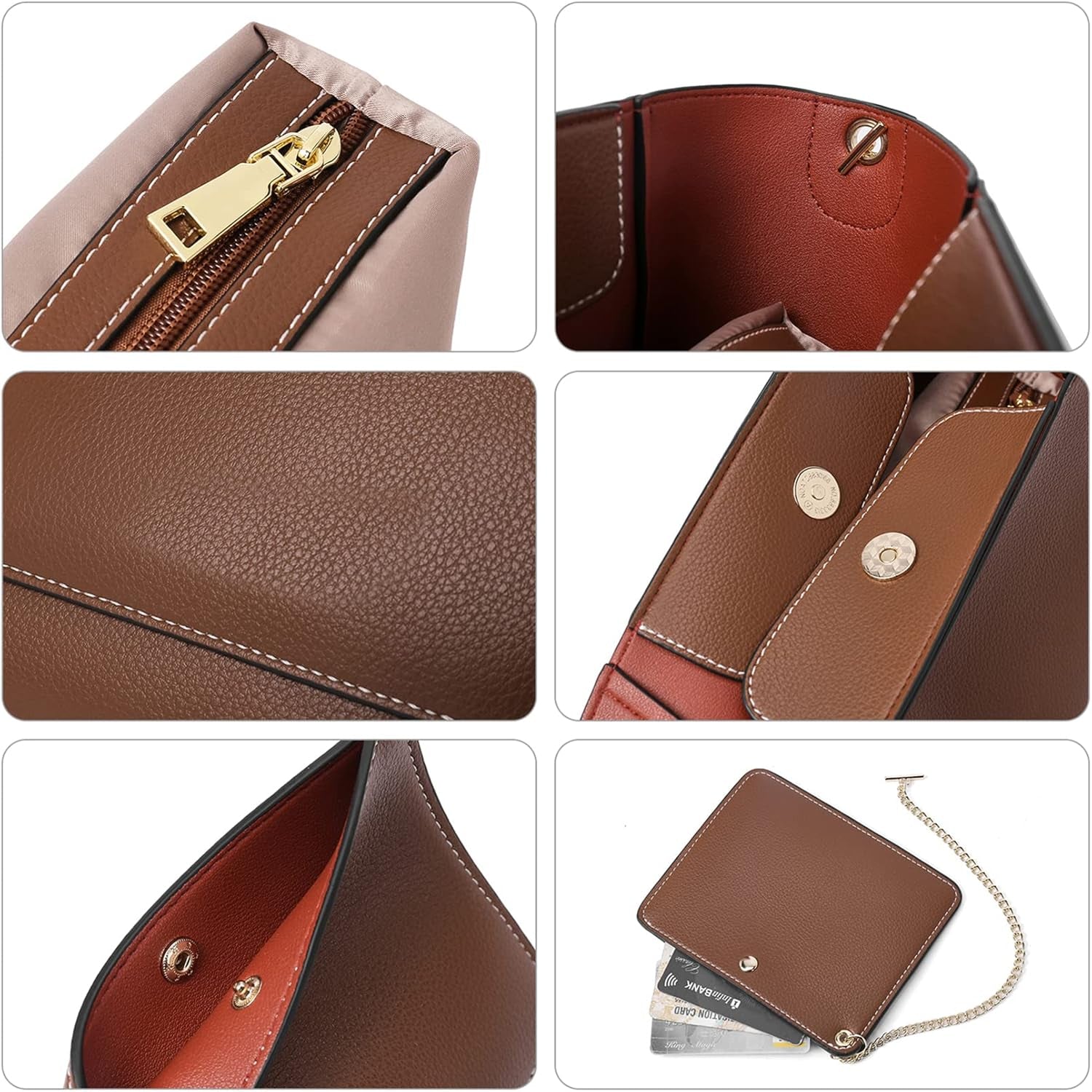 Hobo Bags for Women Designer Handbags Vegan Leather Bucket Purse Shoulder Crossbody Bag (Z-Brown)