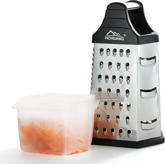 Professional Box Grater,Nonstick Coating Stainless Steel with 6 Sides - Vegetable Chopper, Kitchen Cutter, Shredder for Cheese & Vegetables (6-In-1)