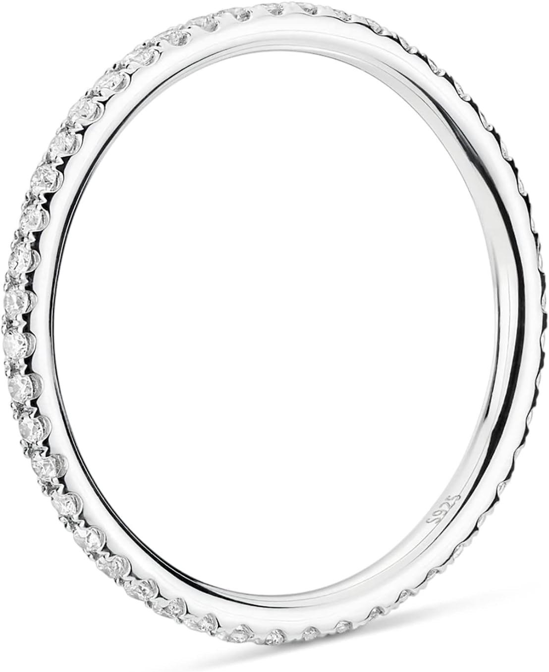 14K Gold Plated Solid 925 Sterling Silver CZ Simulated Diamond Stackable Ring Eternity Bands for Women