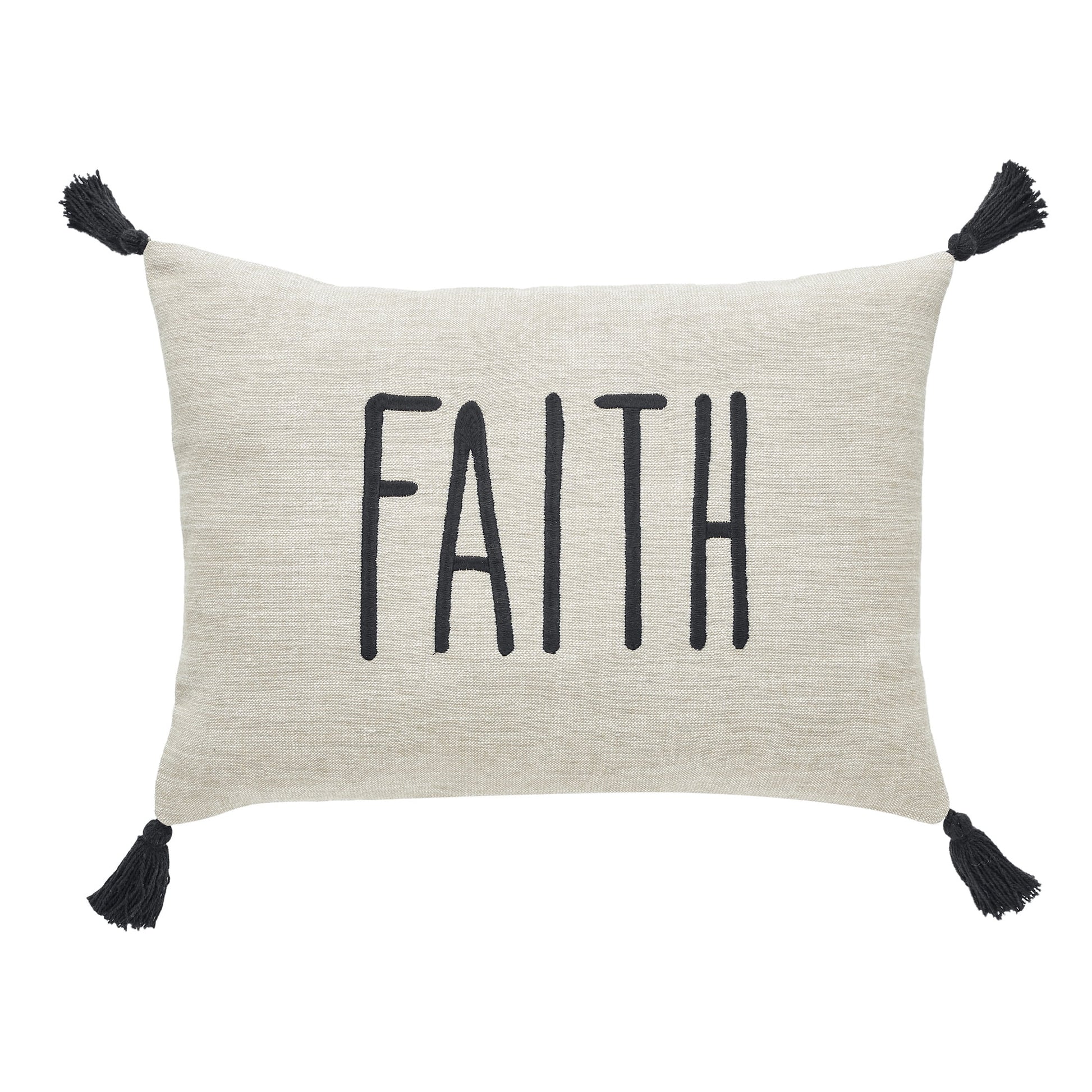 Faith Throw Pillow, 14 X 20, Tan & Black
