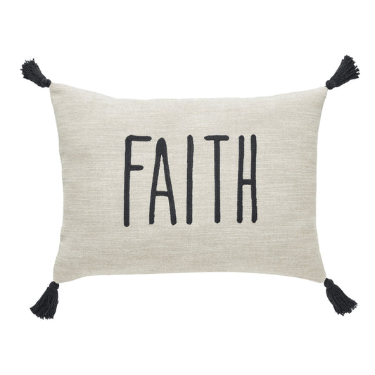 Faith Throw Pillow, 14 X 20, Tan & Black