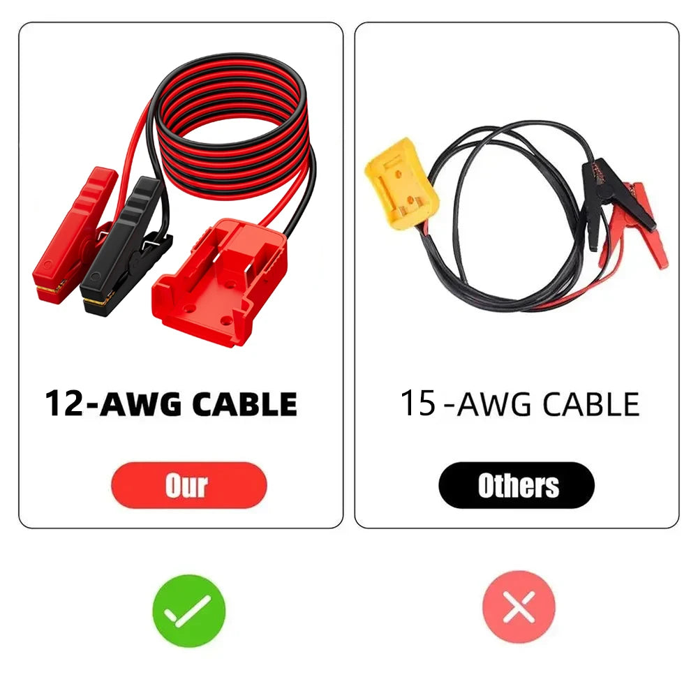 Car Battery Igniter Automotive Emergency Power Kits 12AWG Cable Jumper Starter Jump Kit Power Tool Line for Milwaukee Dewalt
