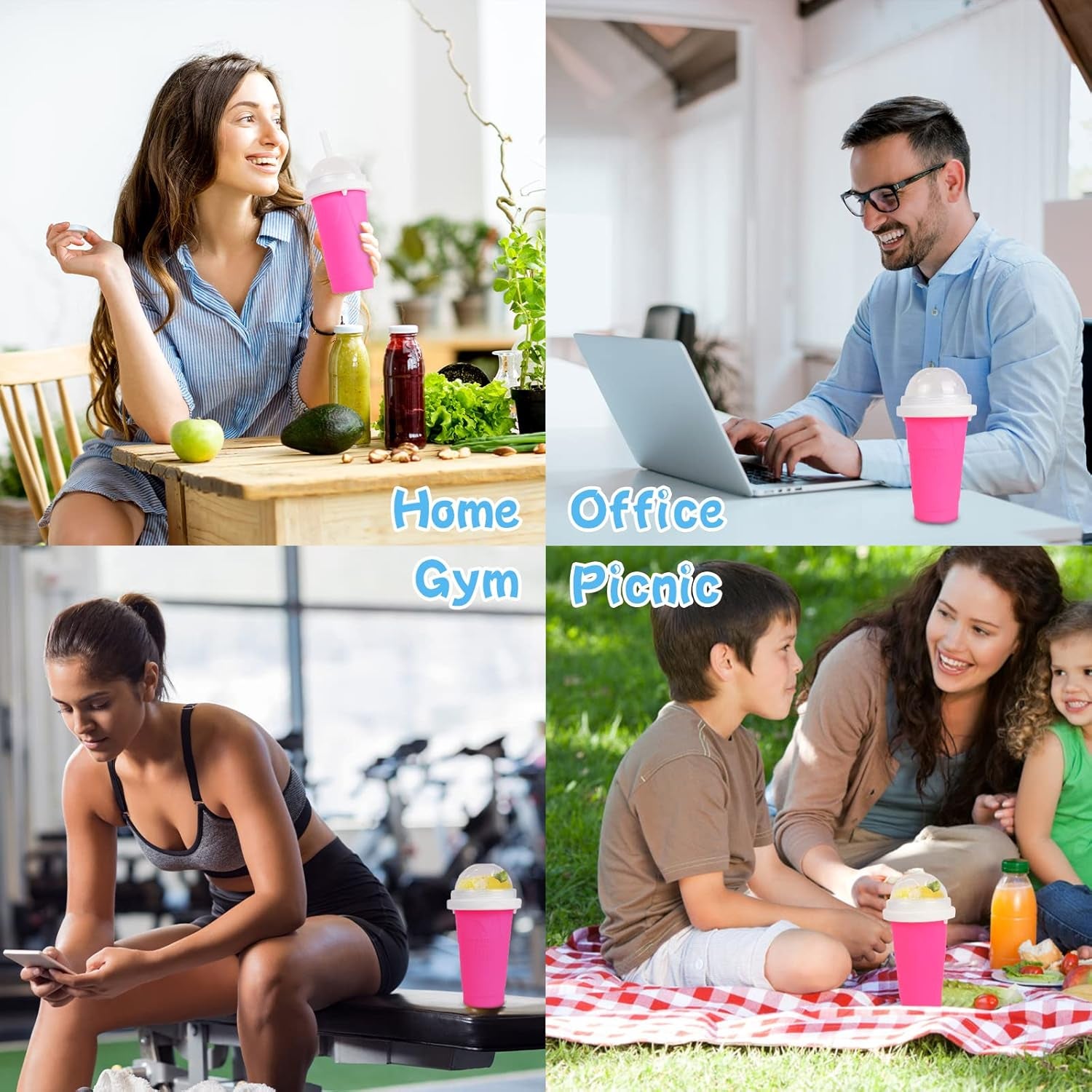 Slushie Cup - Portable Slushie Maker Cup for Smoothies & Shakes, Double Layer Quick Frozen Magic Cup, Personal Mini Slushy Cup Ice Cream Maker for Home, Family, DIY, Homemade, Travel