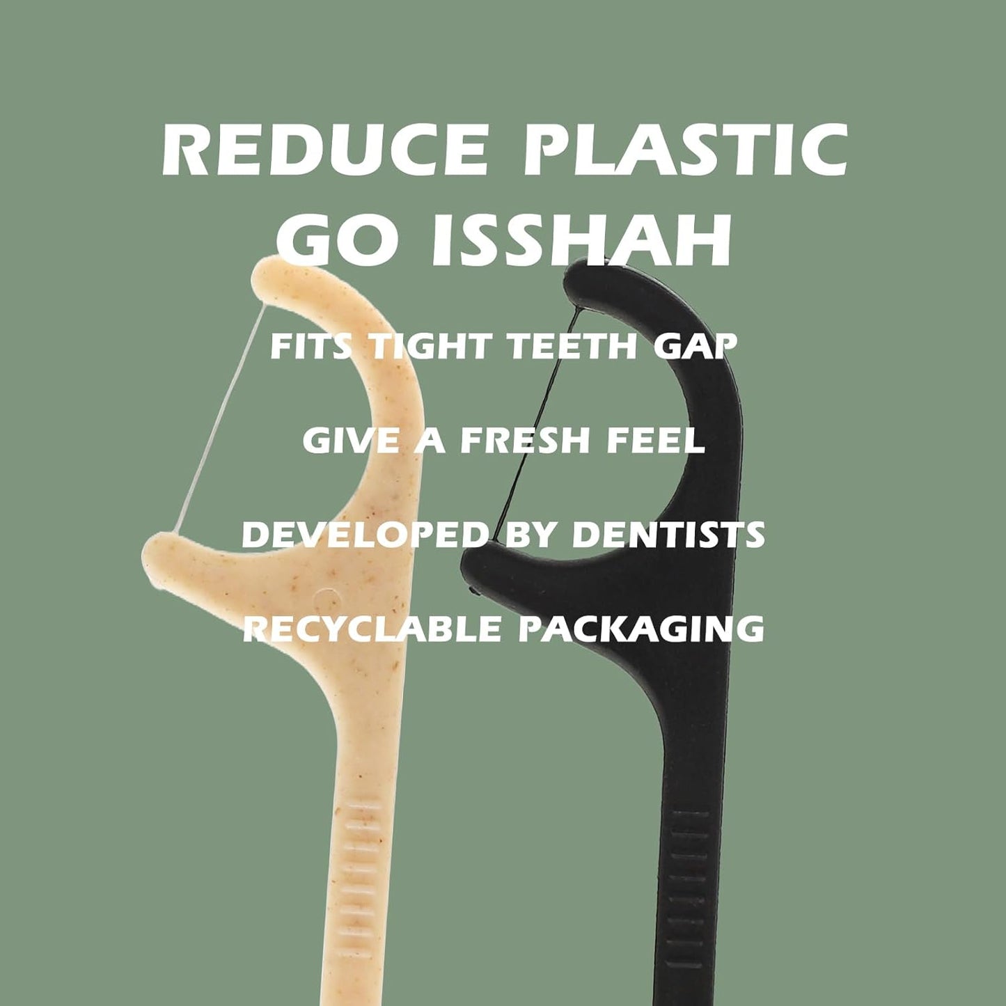 Natural Dental Floss Picks - 200 Count - PETA Approved, BPA Free, Vegan, Sustainable, Eco Friendly, Natural Dental Flossers by (Mint)