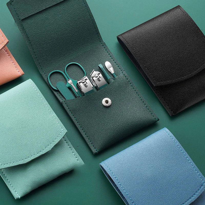 7 Pcs Green Portable Manicure Sets Pedicure Kits Nail Clipper Set Eyebrow Scissors Earpick Personal Care Tools Traval